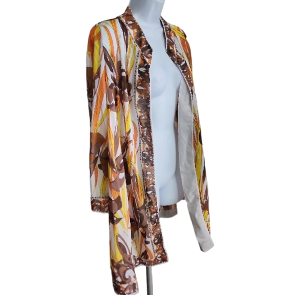**Not Available*Emilio PUCCI Floral Yellow Multi Sheer Cardigan Kimono Medium - Picture 3 of 11